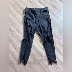 American Eagle Outfitters Charcoal Ripped Jeggings